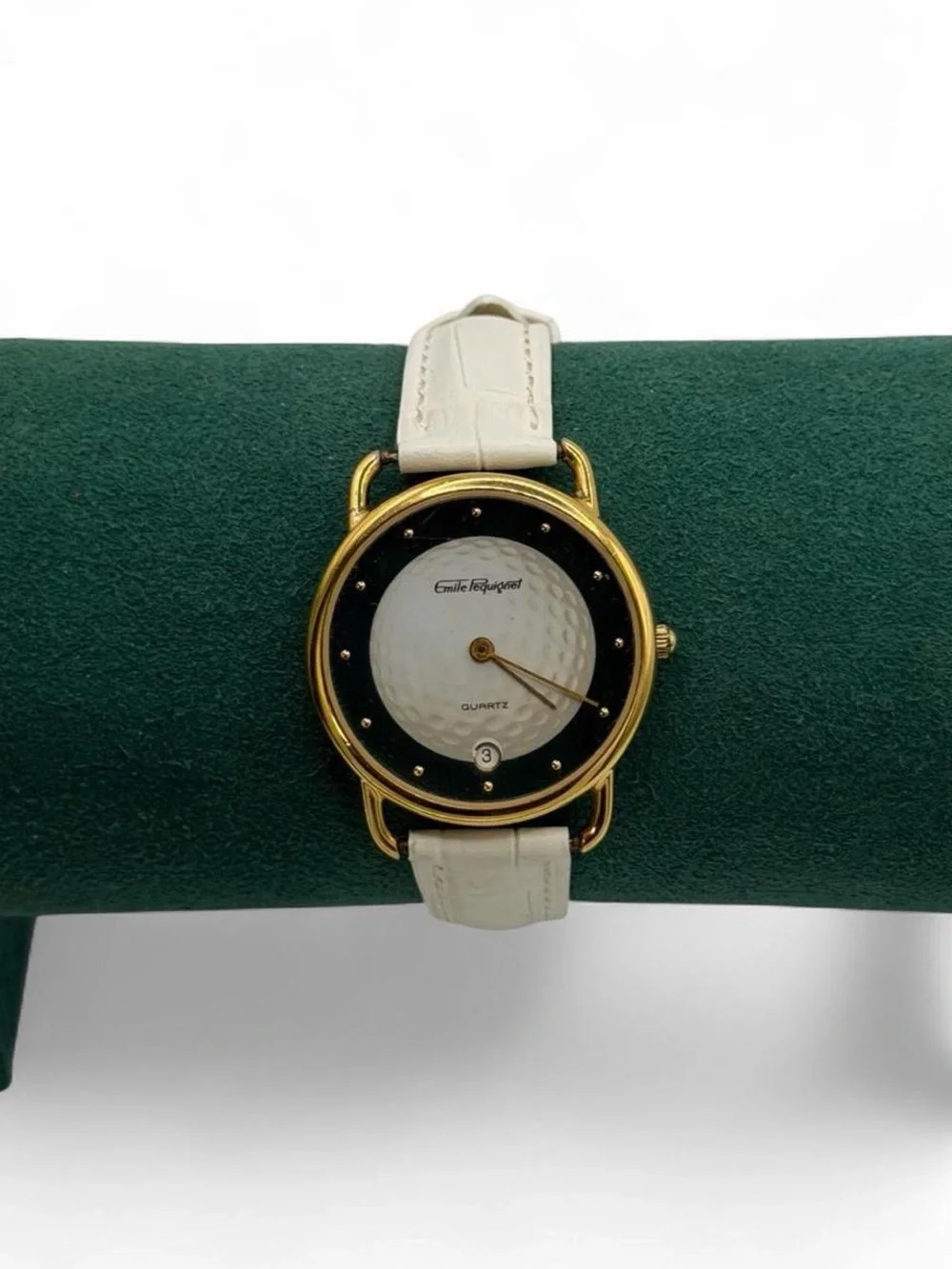 White Dial Gold-Tone Quartz Watch with White Strap